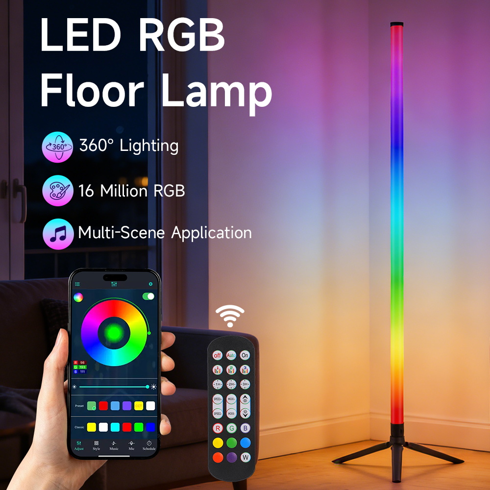 Smart Home Living Room - Smarte LED-Stehlampe RGB mit Fernbedienung &