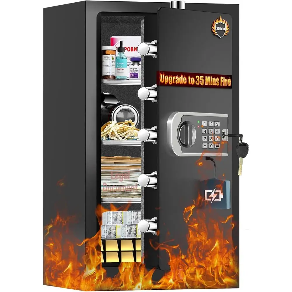 Smart Home Box - Verbesserter 35-Minuten Feuerfester Heimtresor, 7,5 Wasserdichter