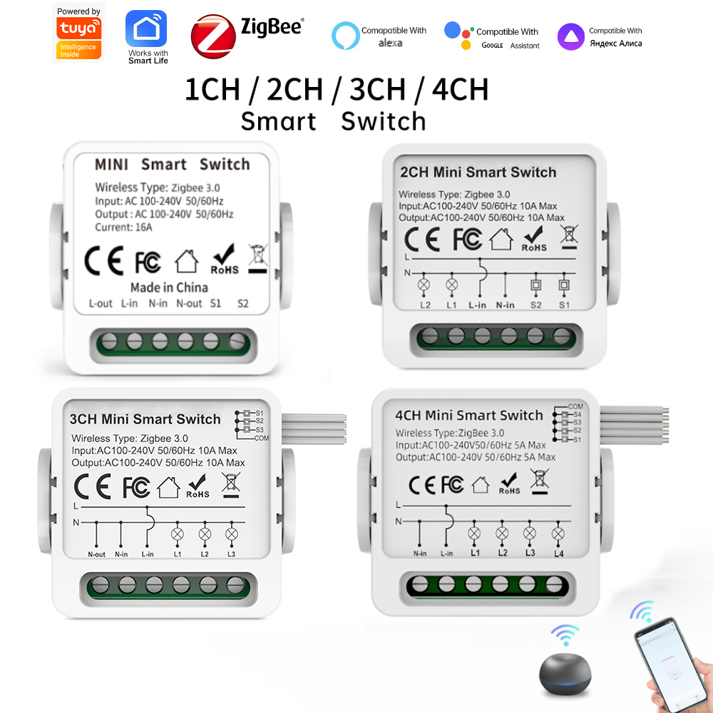 Smart Home Simple - Tuya Zigbee 3.0 Smart-Schalter 1/2/3/4-Wege Mini