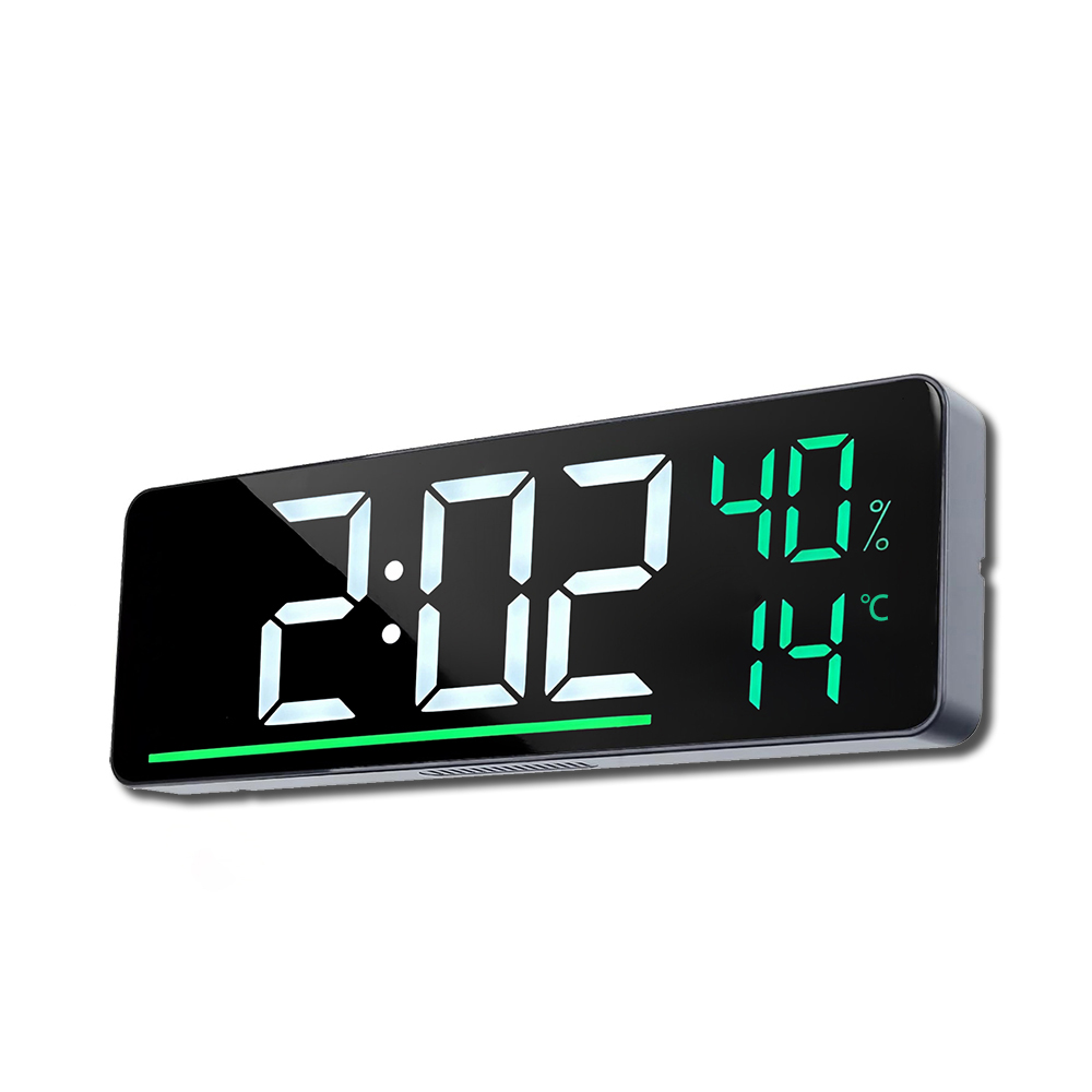 Smart Home Living Room - LED-Digital-Wanduhr mit Temperatur- und Feuchtigkeitsanzeige, 9,5