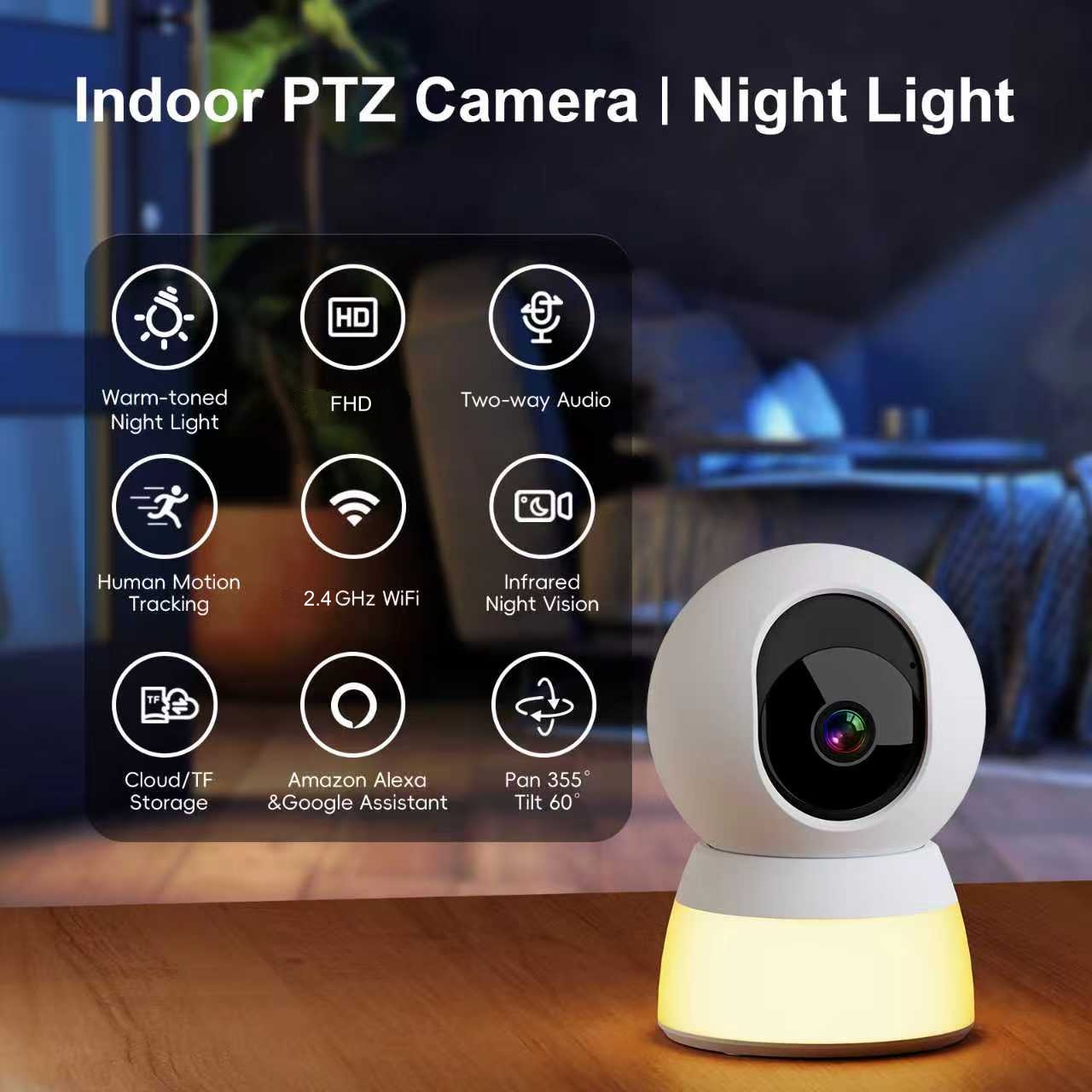Smart Baby Night Light - Intelligenter Babymonitor mit Nachtlicht, 1080P WLAN-Sicherheitskamera